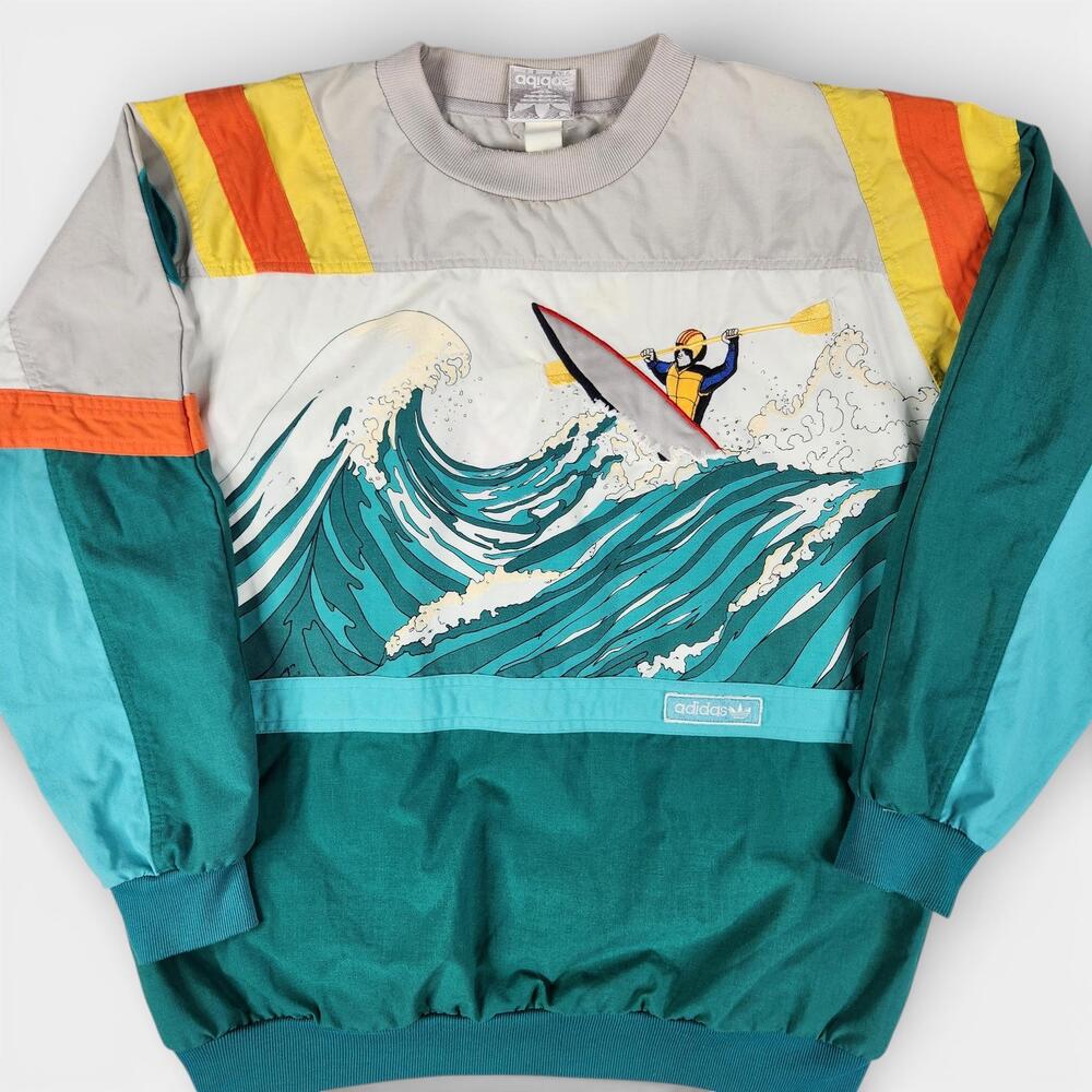 Vintage 80s Adidas Devils Toenail Pullover Mens L/XL Kayak Amuza River Class 6